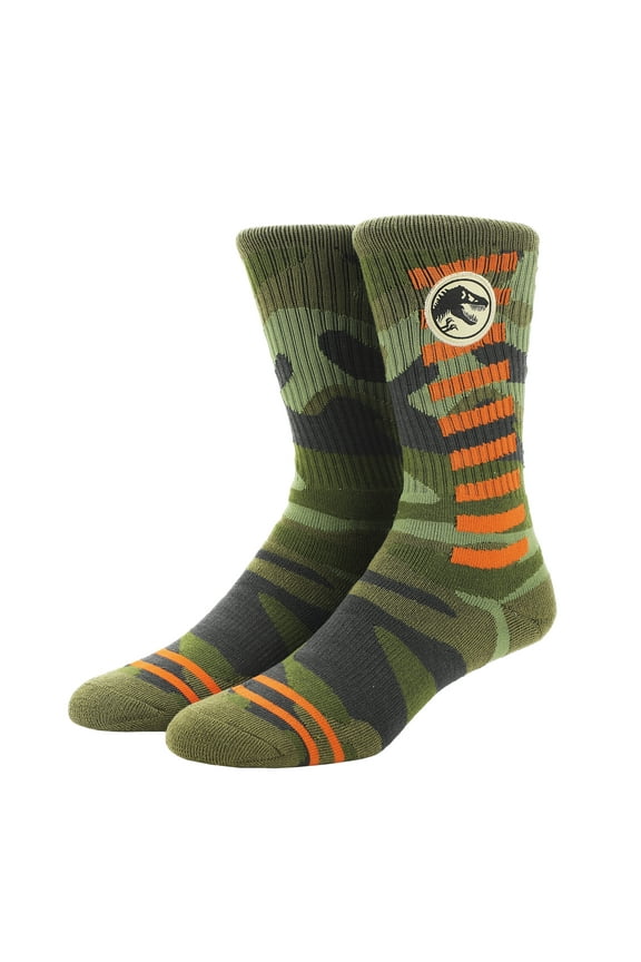 Jurassic Park Camo Dinosaur Men's Athletic Crew Socks