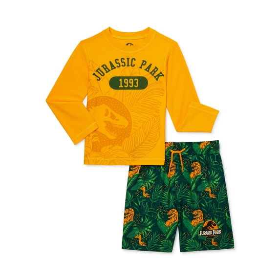 Jurassic Park Character Toddler Boy Long-Sleeve Rashguard Swim Set, 2-pcs, 12M-5T