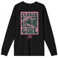 thumbnail image 1 of Jurassic Park Clever Girl Crew Neck Long Sleeve Black Adult Tee-Small, 1 of 4
