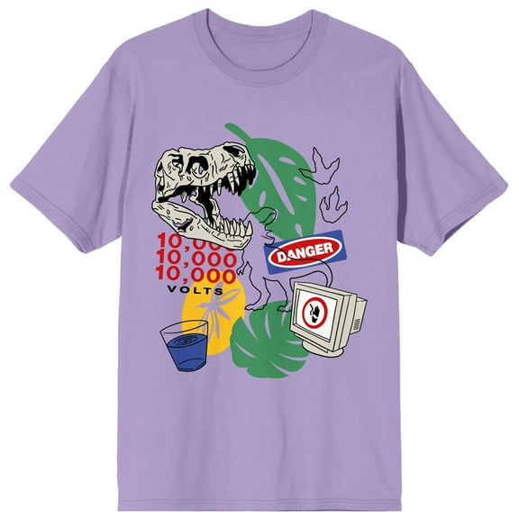 Jurassic Park Collage Art Crew Neck Short Sleeve Purple Haze Women's T-shirt-XXL