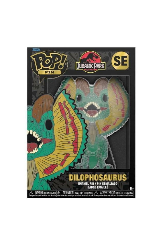 Jurassic Park Dilophosaurus Button Pin with Removable Stand