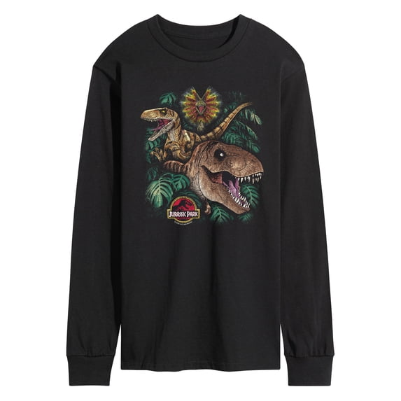 Jurassic Park - Dinosaur Collage - Men's Long Sleeve Graphic T-Shirt