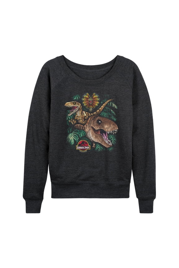 - Dinosaur Collage - Women's French Terry Long Sleeve Pullover