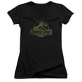 thumbnail image 1 of Jurassic Park Distressed Logo Junior Women's T-Shirt V-Neck Black, 1 of 1
