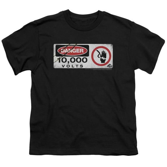 Jurassic Park - Electric Fence Sign - Youth Short Sleeve Shirt - Medium