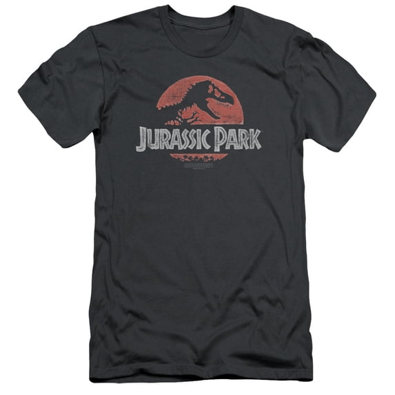 Jurassic Park Faded Logo S/S Adult 30/1 T-Shirt Charcoal