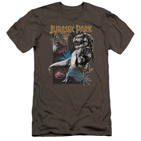 Jurassic Park Foliage Premium S/S Adult 30/1 T-Shirt Charcoal
