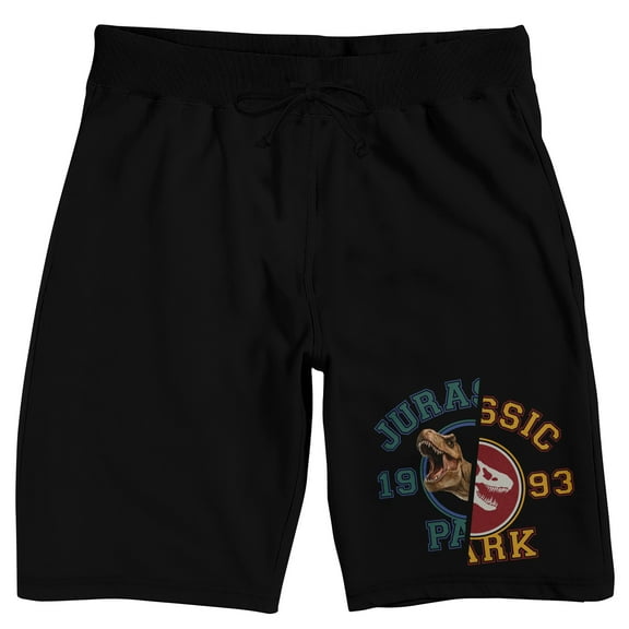 Jurassic Park Franchise 1993 Split Logo Men's Black Lounge Shorts-Medium