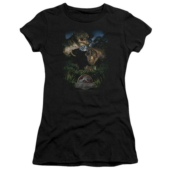 Jurassic Park - Happy Family - Juniors Teen Girls Cap Sleeve Shirt - Medium