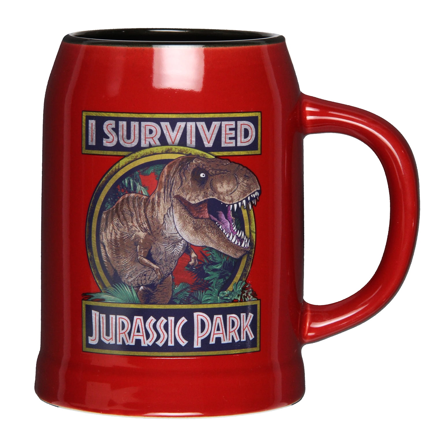I Survived Jurassic Park T-Rex 24 Oz. Ceramic Beer Stein Coffee Mug Cup ...