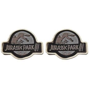 Jurassic Park III Movie Logo 3" Wide Embroidered Iron On Set of 2 Patches
