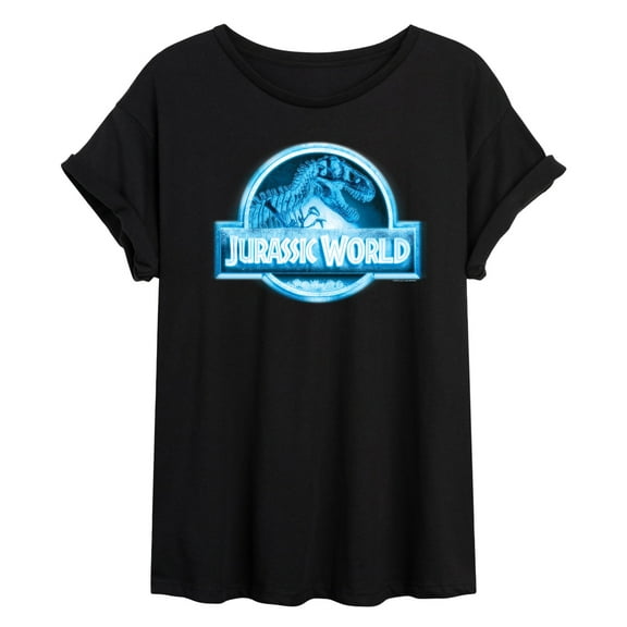 Jurassic Park - Jurassic World Logo Night Vision - Women's Oversized Graphic T-Shirt