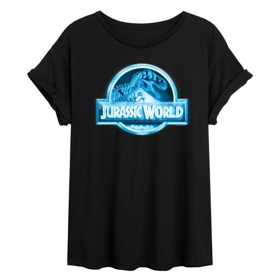 Jurassic Park - Jurassic World Logo Night Vision - Women's Oversized Graphic T-Shirt