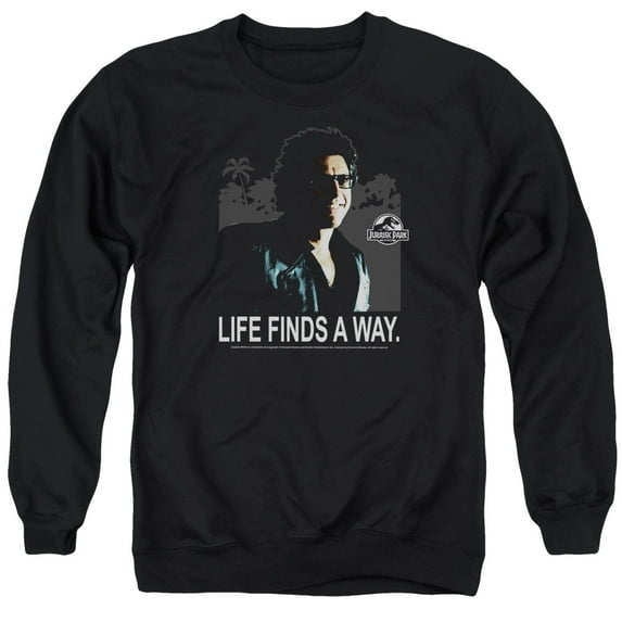 Jurassic Park Life Finds A Way Adult Crewneck Sweatshirt Black