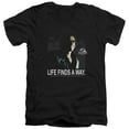 thumbnail image 1 of Jurassic Park Life Finds A Way S/S Adult V-Neck 30/1 T-Shirt Black, 1 of 1