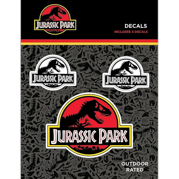 Jurassic Park Logo Decals - Set of 3 Color and Black/White Waterproof Vinyl Stickers for Car Truck Water Bottle Laptop Skateboard - Jurassic World Stickers