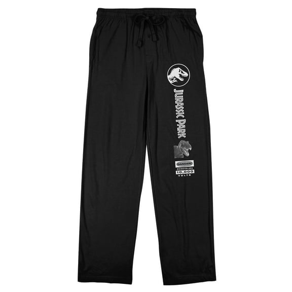 Jurassic Park Logo & Icons Men's Black Sleep Pajama Pants-Small