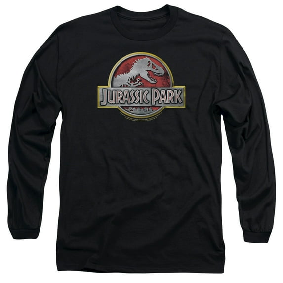 Jurassic Park Logo Long Sleeve Adult 18/1 T-Shirt Black