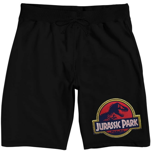 Jurassic Park Logo Men's Black Sleep Pajama Shorts-3XL