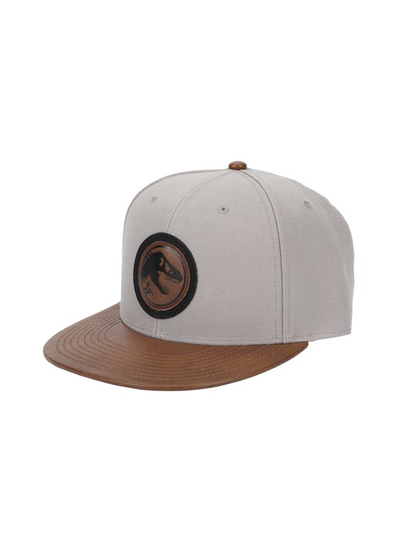 Jurassic Park Logo Woven Patch White Snapback Hat