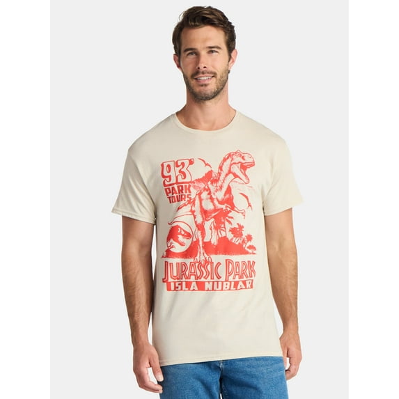 Jurassic Park Men's and Big Men's Tours Graphic Tee with Short Sleeves, Sizes S-3XL