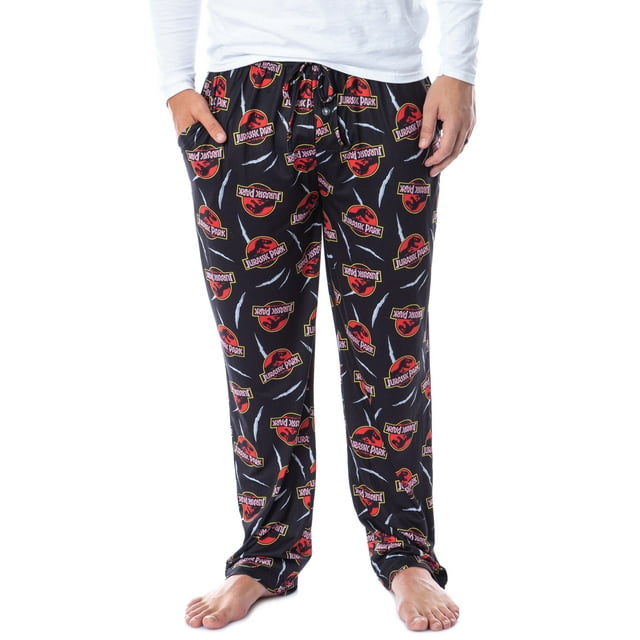 Jurassic Park Mens' Dinosaur Film Logo Scratches Sleep Pajama Pants ...