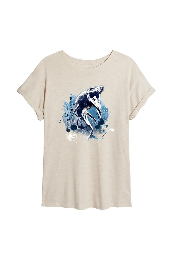 - Mosasaurus Splatter Graphic - Women's Oversized Graphic T-Shirt
