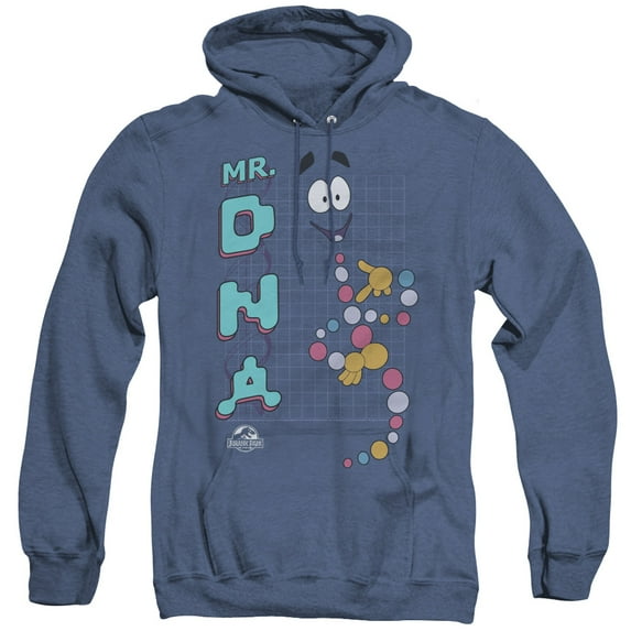 Jurassic Park Mr Dna Adult Heather Hoodie Sweatshirt Royal Blue