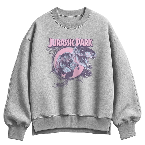 Jurassic Park - Pastel T-Rex - Women's Oversized Fleece Crew Sweatshirt