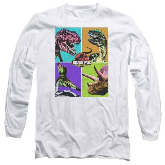 Jurassic Park Prehistoric Block Long Sleeve Adult 18/1 T-Shirt White