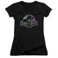 thumbnail image 1 of Jurassic Park Prehistoric Groove Junior Women's T-Shirt V-Neck Black, 1 of 1