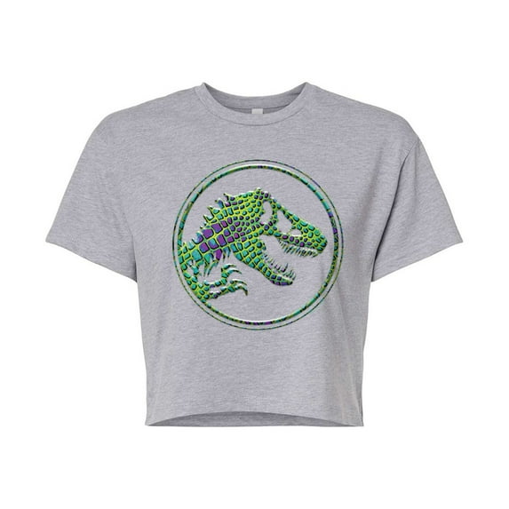 Jurassic Park - Reptile Texture Coin Logo - Juniors Cropped Graphic T-Shirt