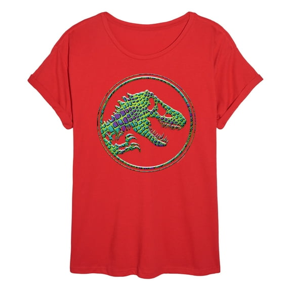 Jurassic Park - Reptile Texture Coin Logo - Women's Oversized Graphic T-Shirt