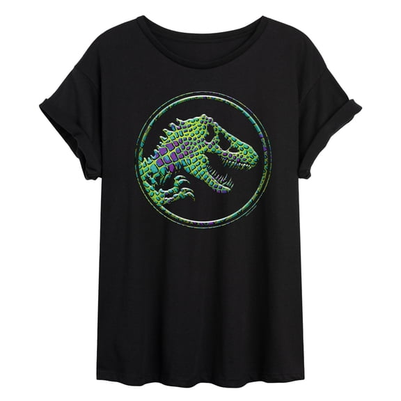 Jurassic Park - Reptile Texture Coin Logo - Women's Oversized Graphic T-Shirt