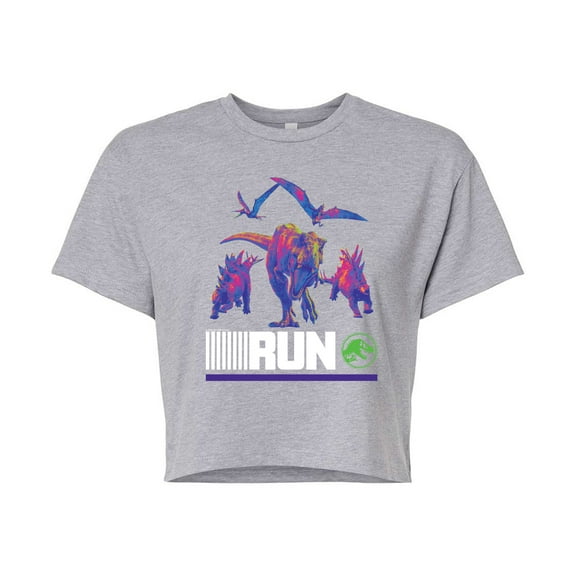 Jurassic Park - Run Infared Dinos - Juniors Cropped Graphic T-Shirt