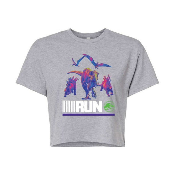 Jurassic Park - Run Infared Dinos - Juniors Cropped Graphic T-Shirt