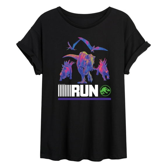 Jurassic Park - Run Infared Dinos - Women's Oversized Graphic T-Shirt
