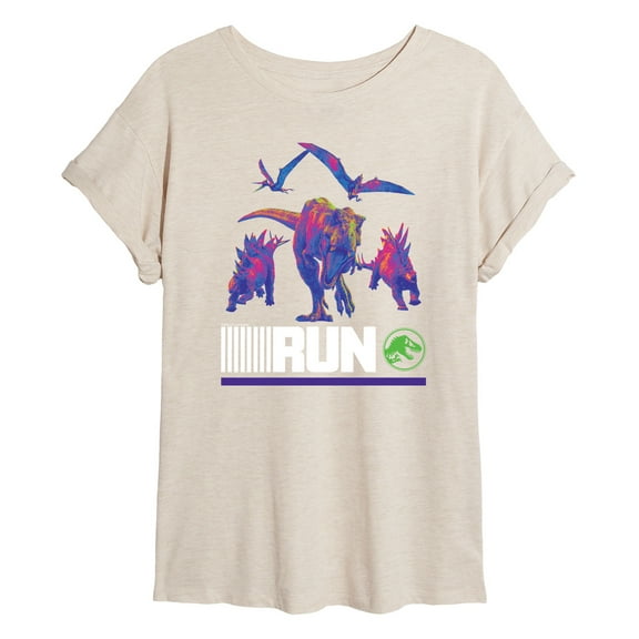 Jurassic Park - Run Infared Dinos - Women's Oversized Graphic T-Shirt
