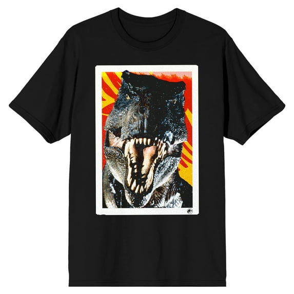 Jurassic Park Scary Dinosaur Crew Neck Short Sleeve Men's Black T-shirt-Large