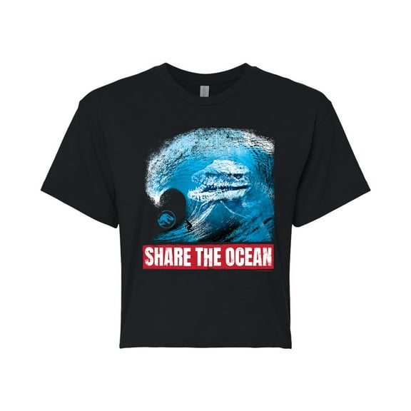 Jurassic Park - Share The Ocean - Juniors Cropped Graphic T-Shirt
