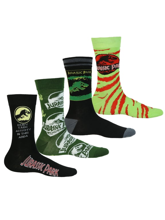 Socks Men's Dinosaur T Rex Logo Crew Sock 4 Pair OSFM