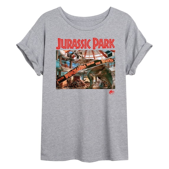 Jurassic Park - T-Rex Banner Scene Oversized Graphic T-Shirt