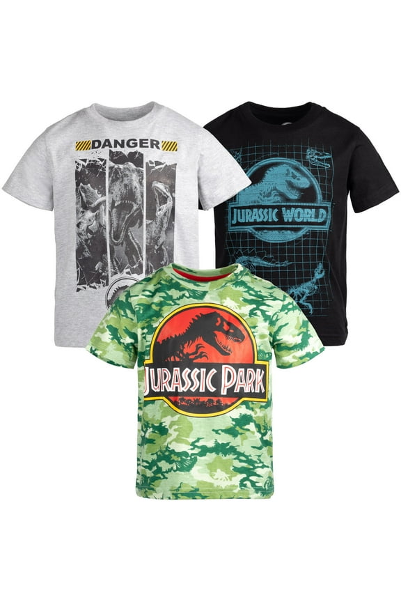 T-Rex Toddler Boys 3 Pack T-Shirts Toddler to Big Kid