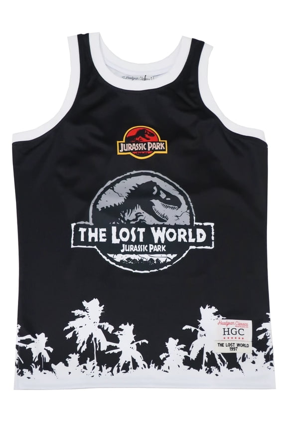Jurassic Park The Lost World Men's Headgear Classics Embroider Basketball Jersey (XX-Large, Black/White)