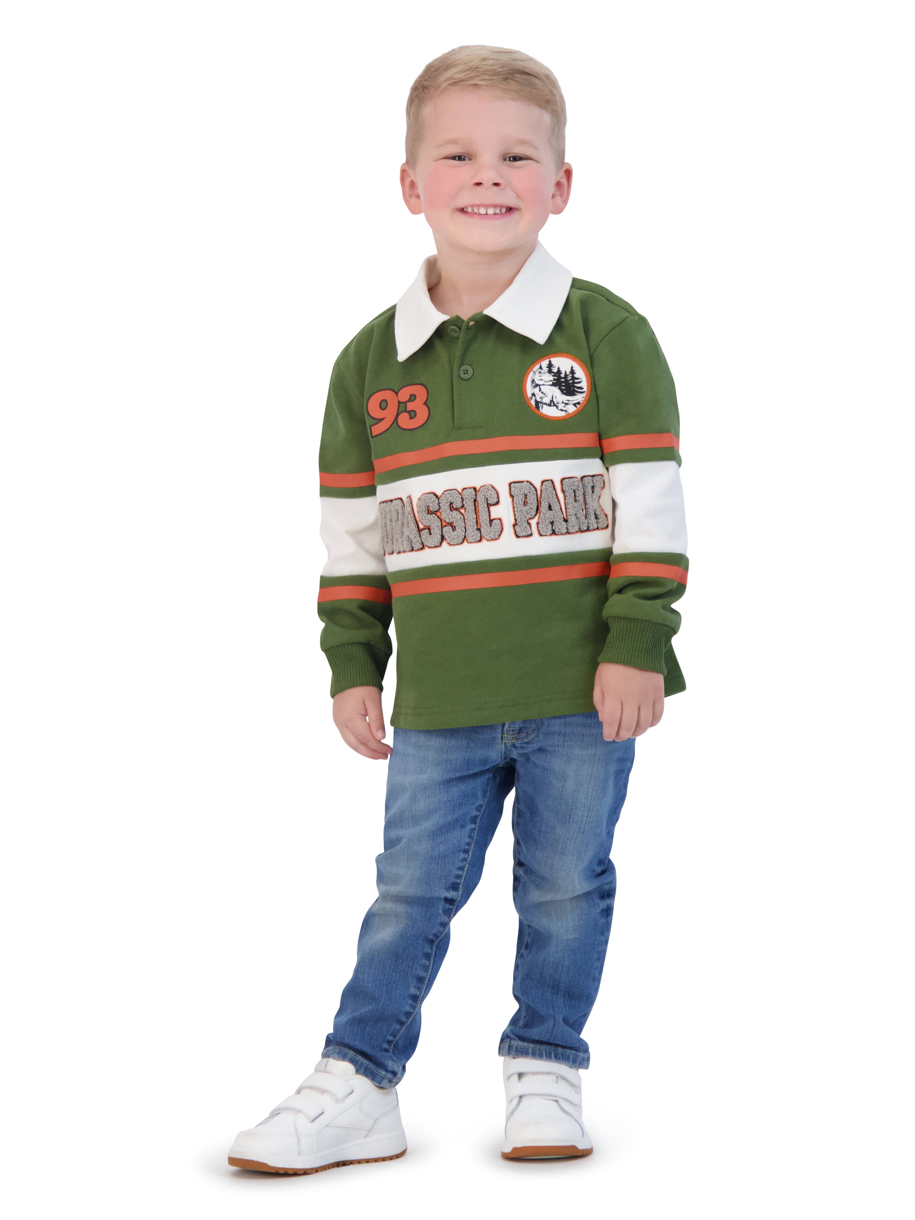 Toddler Green T-Rex White Polo main image 1