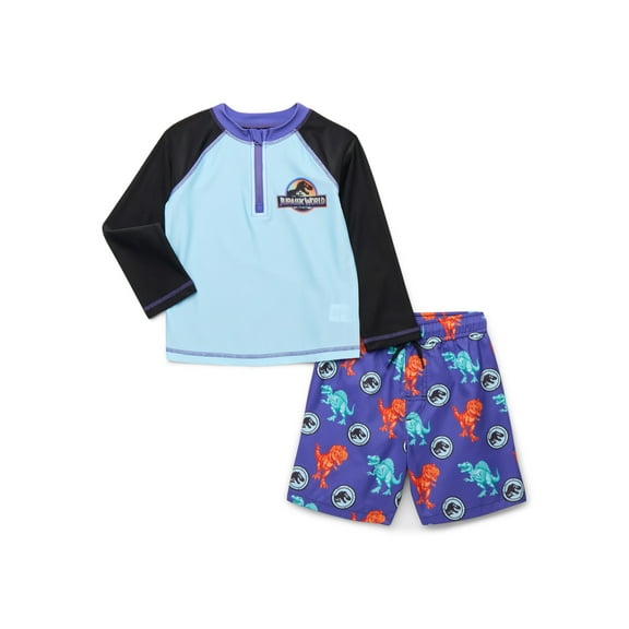 Character Toddler Boy Zip Rash Guard and Swim Shorts Set, 2-Piece, Sizes 12M-5T