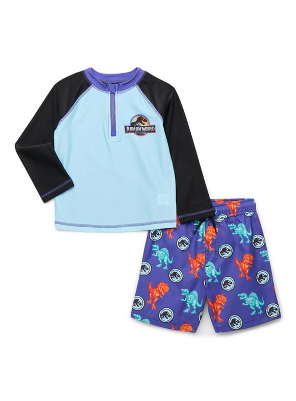 Character Toddler Boy Zip Rash Guard and Swim Shorts Set, 2-Piece, Sizes 12M-5T
