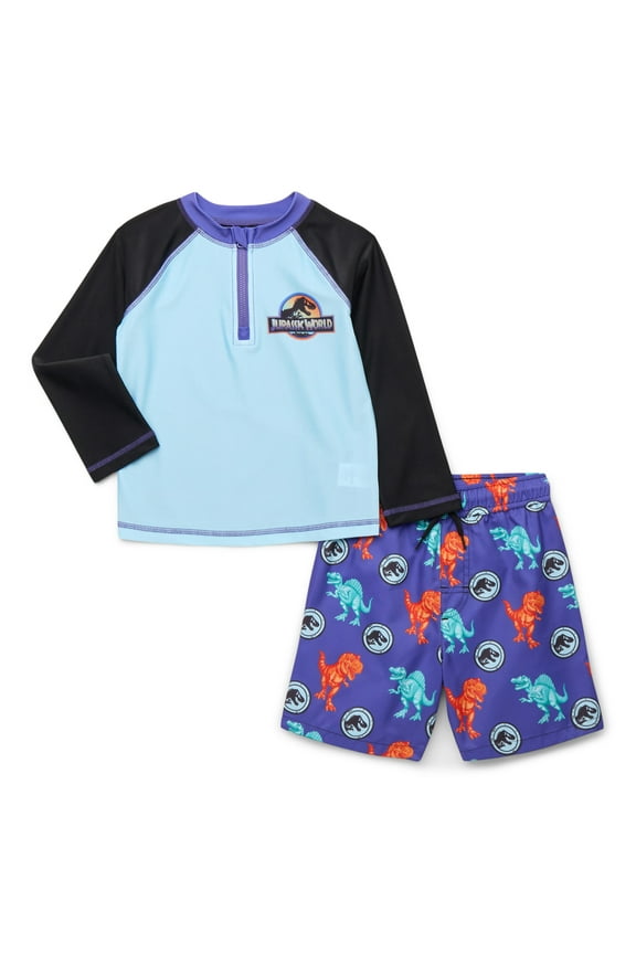 Character Toddler Boy Zip Rash Guard and Swim Shorts Set, 2-Piece, Sizes 12M-5T