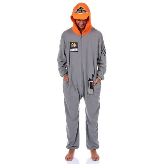 Jurassic Park Union Suit Adult Crew Member One Piece Hooded Costume Pajama
