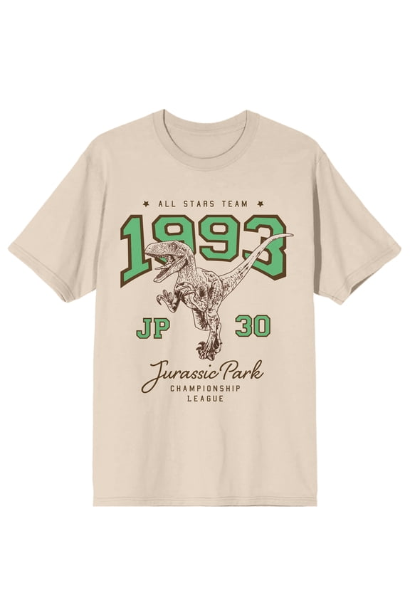 Jurassic Park Varsity Art Crew Neck Short Sleeve Natural Women's T-shirt
-Medium